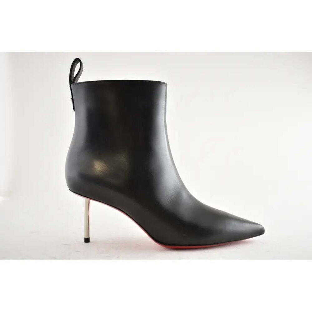 Christian Louboutin Epic Booty 70 Black Calf Leather Zipper Heel Ankle Boot 37.5 - Picture 2 of 12